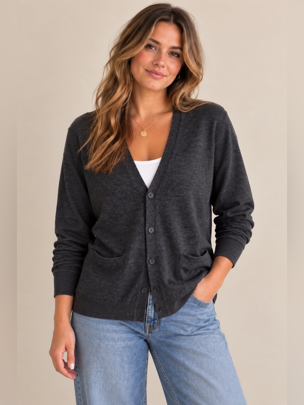 Banana Republic 100% Merino Wool XL Charcoal Cardigan Fall Sweater